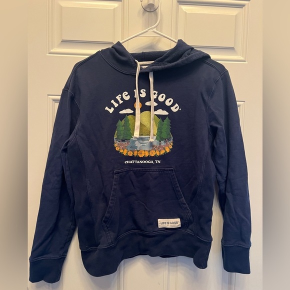 Life Is Good Tops - Life Is Good Camping Take It Outside Men’s Navy Blue Hoodie Size XS
